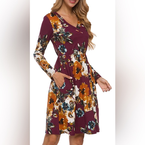 Lainab size large long sleeve tunic t shirt wrap dress with pockets - Picture 3 of 3